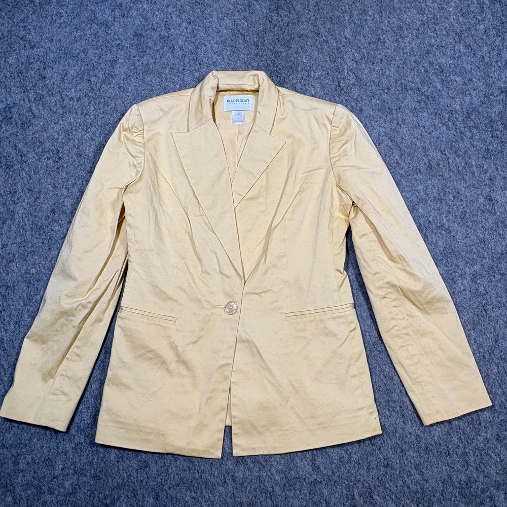 Hugo Buscati Collection Blazer Women's Size 8 Cream Vtg 1-Button Single-Breasted